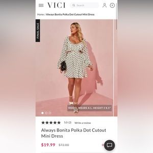 NWT Vici Collection Always Bonita Polka Dot Cutout Mini Dress
